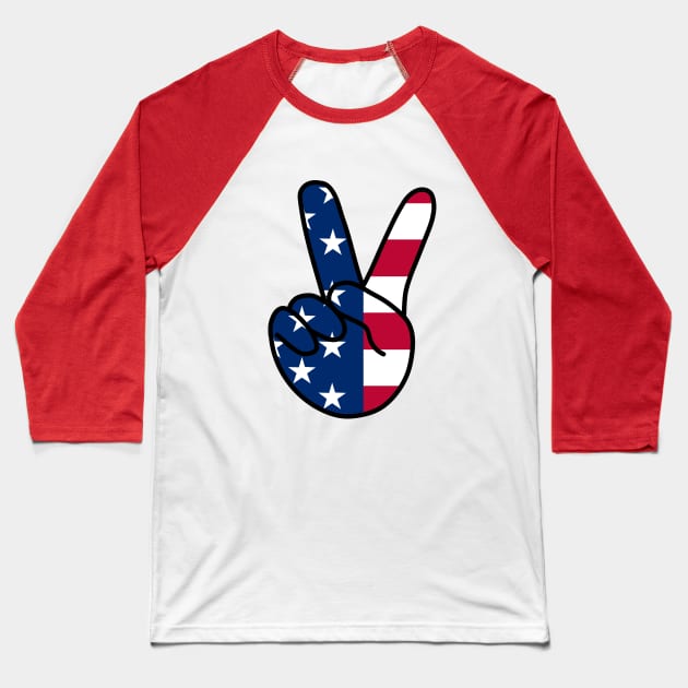 USA V Sign Baseball T-Shirt by DiegoCarvalho